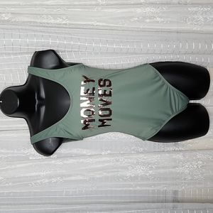 2/$25 NWT Dippin' Daisy's Olive and Gold "Money Moves" Plunge Back One Piece SzS